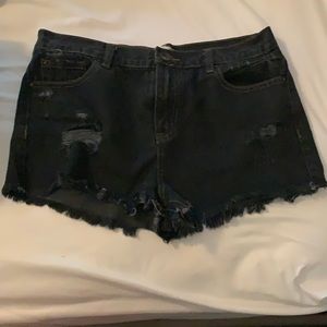 Forever 21 Black High Waisted Distressed Shorts